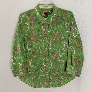 TALBOTS Paisley Wrinkle Resistant 3/4 Sleeve Shirt